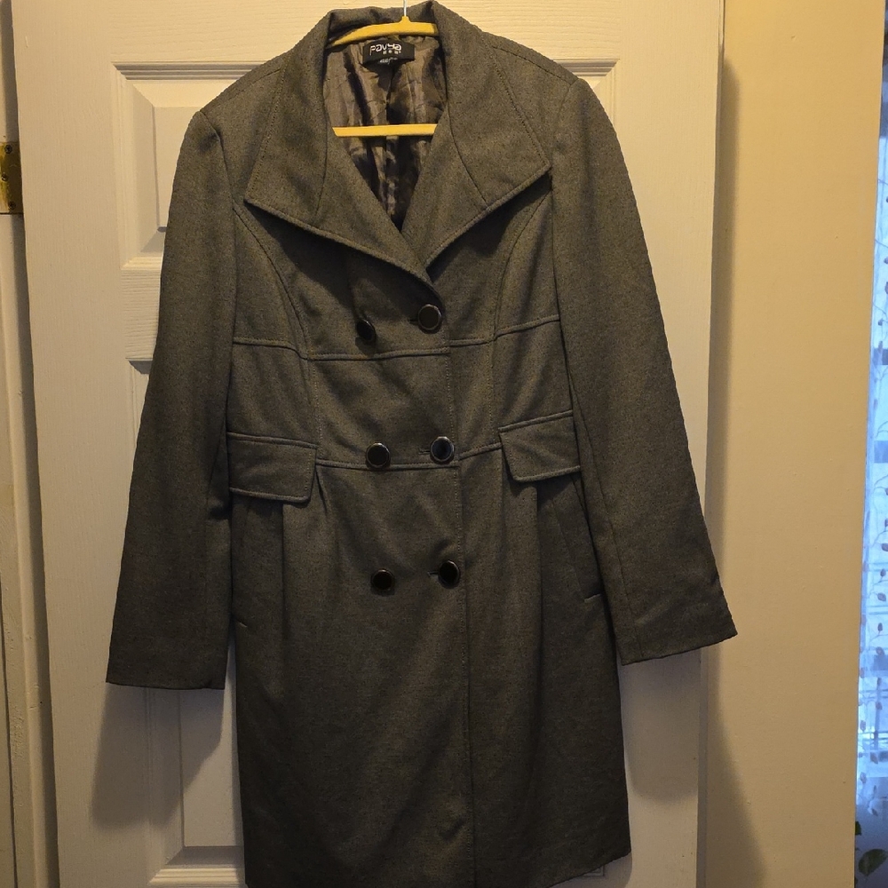 Jones New York Charcoal Double-Breasted Pea Coat